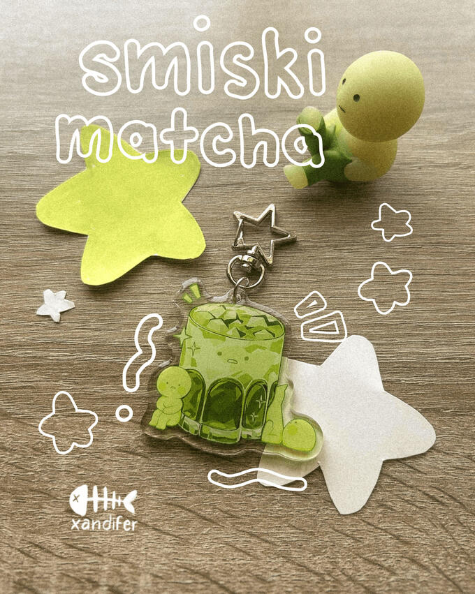 smiski matcha keychain